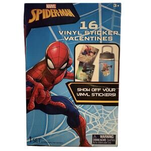 Marvel Spiderman 16 Vinyl Stickers Valentines NEW Home School Teacher 3 Boxes